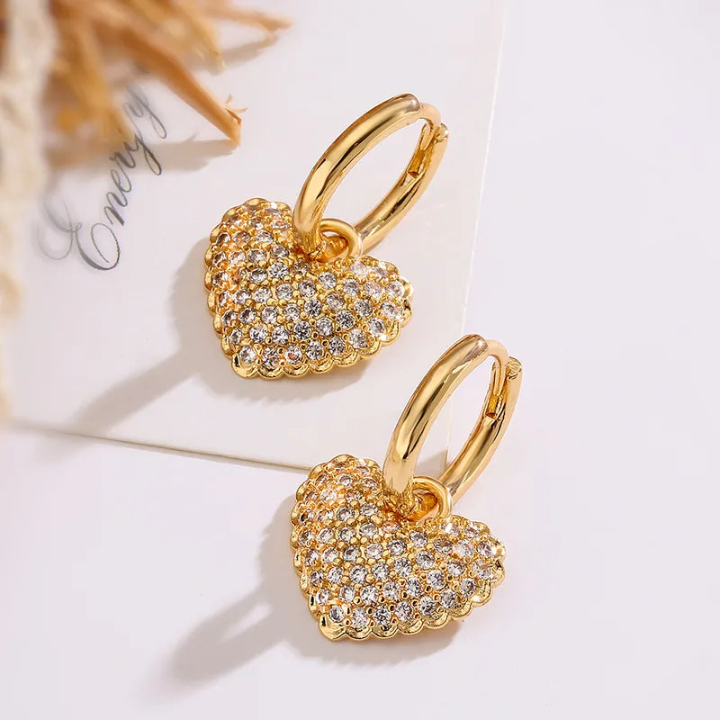 Truetarnish Best Seller Heart Diamond 18k Gold plating earrings