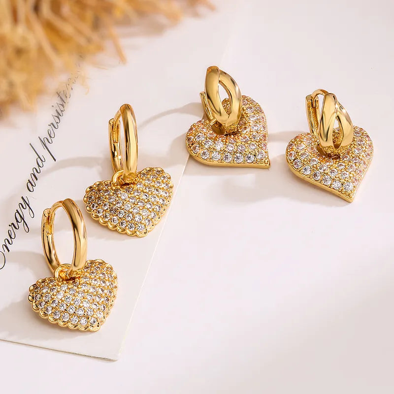 Truetarnish Best Seller Heart Diamond 18k Gold plating earrings