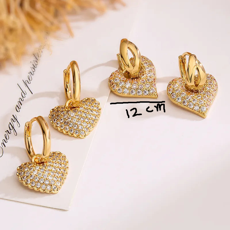 Truetarnish Best Seller Heart Diamond 18k Gold plating Bold Earrings