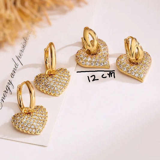 Truetarnish Best Seller Heart Diamond 18k Gold plating Bold Earrings