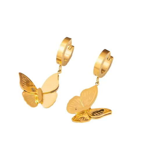 Butterfly Titanium Stainless Steel Drop Earrings