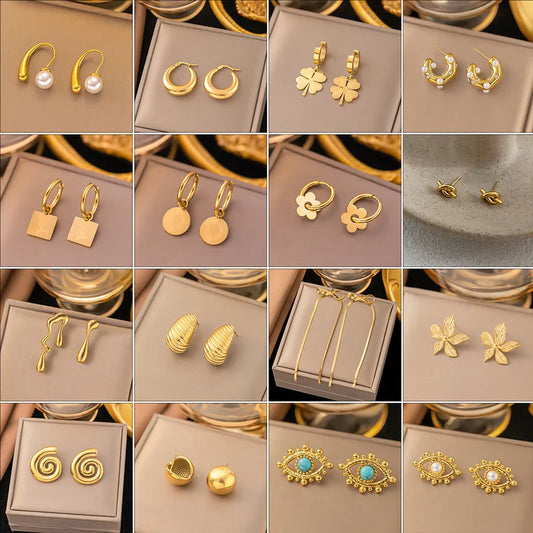 Truetarnish Sweet Flower Shape stainless Steel Drop Earrings