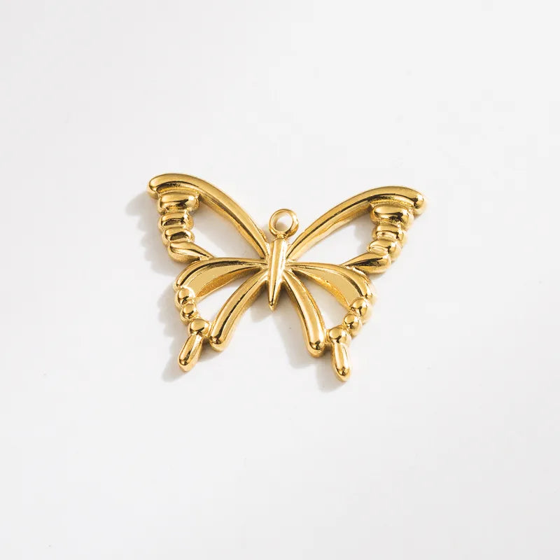 9 *  3mm 25 * 20mm Diameter  5mm Hole  ~ .9mm  4K Gold Plated Butterfly Bow Knot Polished Pendant