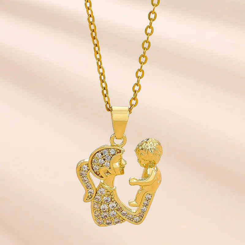 14k Silver Gold plated MOM-Baby Necklace