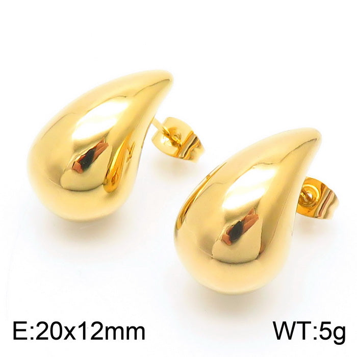 Big Modern Style Water Droplets Plating 8K Gold Plated Ear Studs