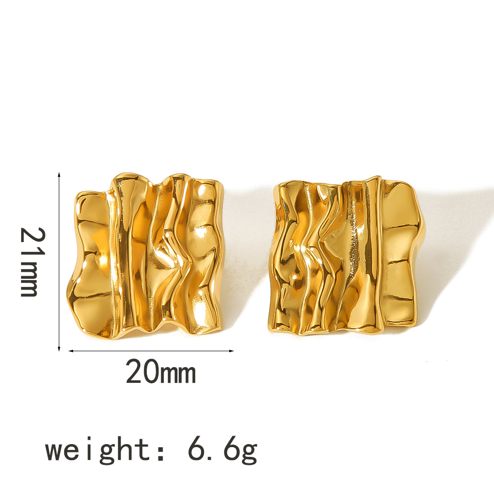 Square abstract Gold Earring
