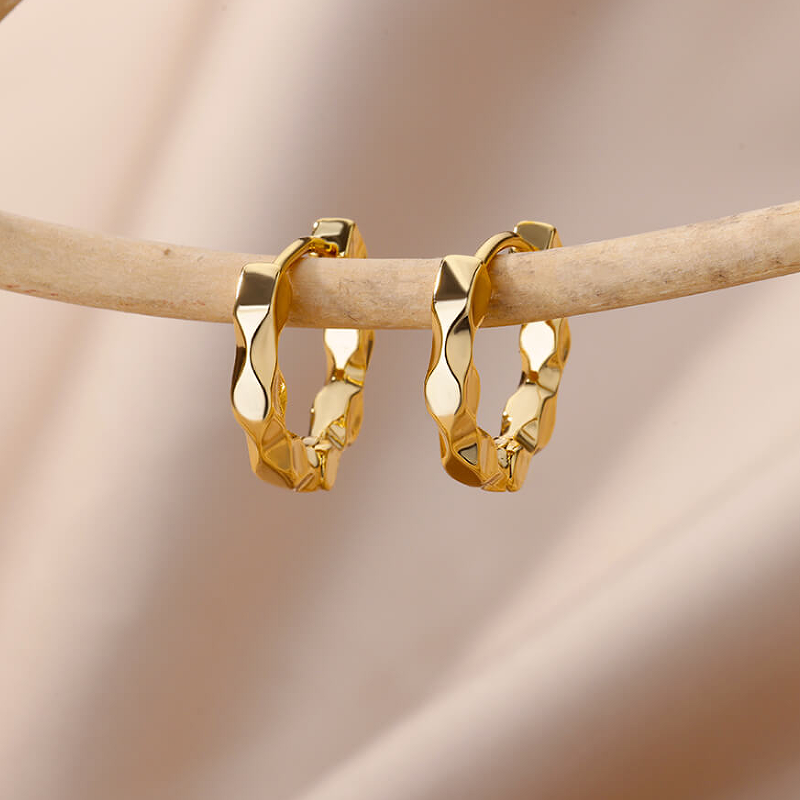 Simple Style Solid Color Plating 304 18K Gold Plated Earrings