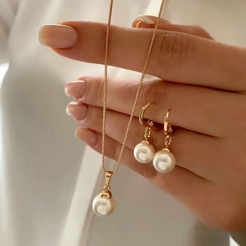 Pearl Necklace and Earrings