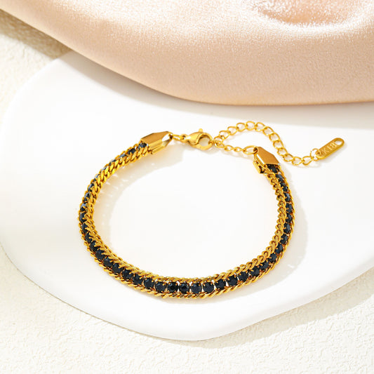 Modern Black Diamond 18K Gold Plated Bracelets - Antitarnish