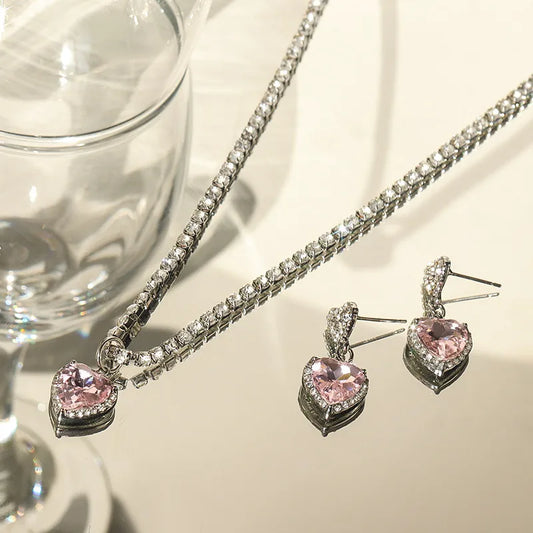 Pink Heart Diamond Earring