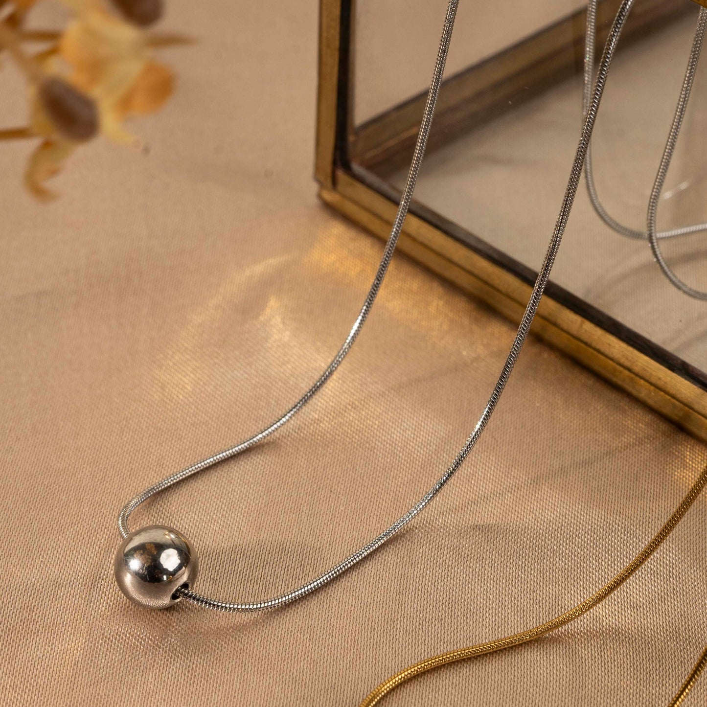 18K Silver Plated Solid Gold Necklace - Droplet