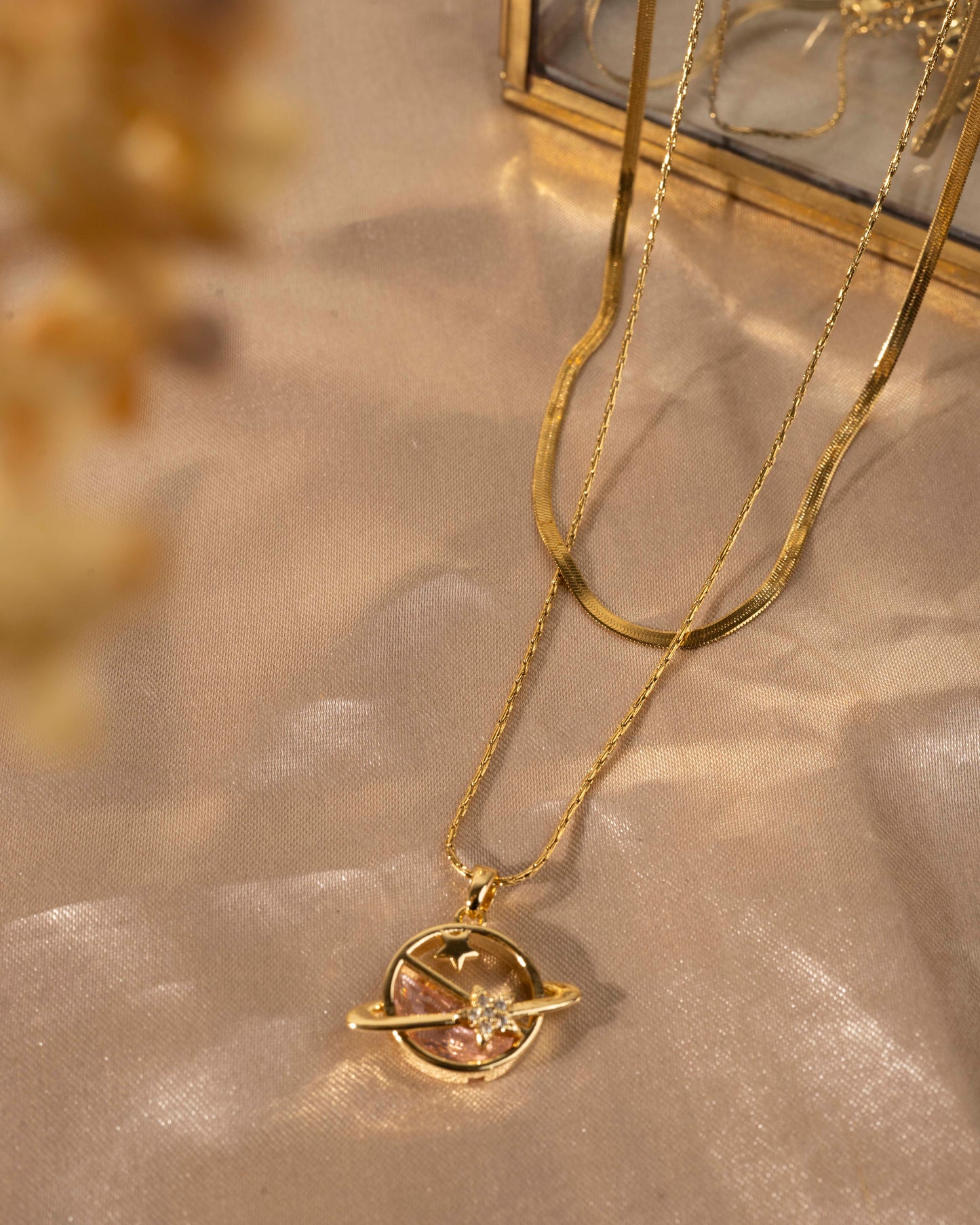 Universe Star Solid Color 304 Stainless Steel Copper 18K Gold Plated Pendant Necklace