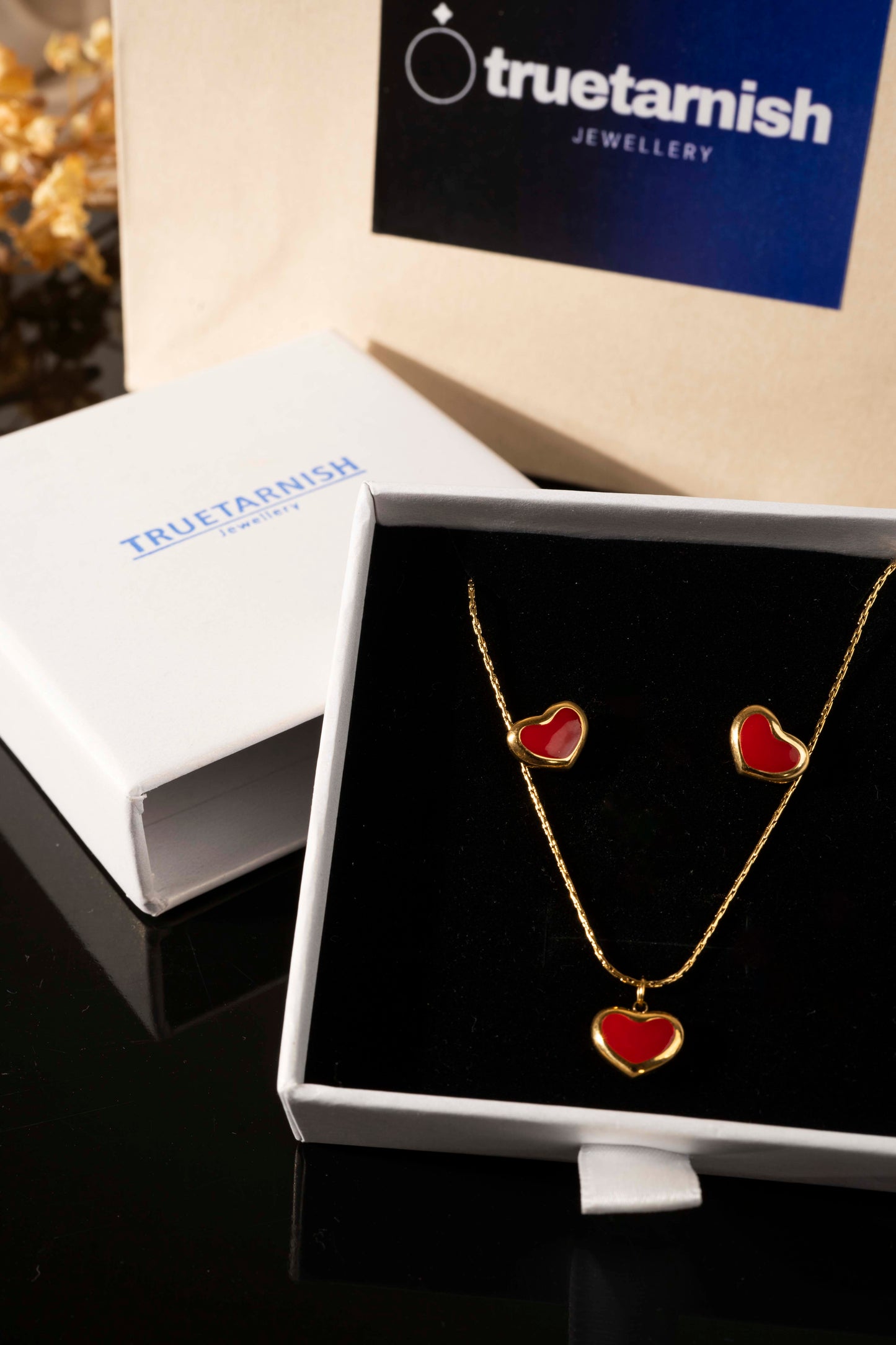 Red Necklace & Earring stud set