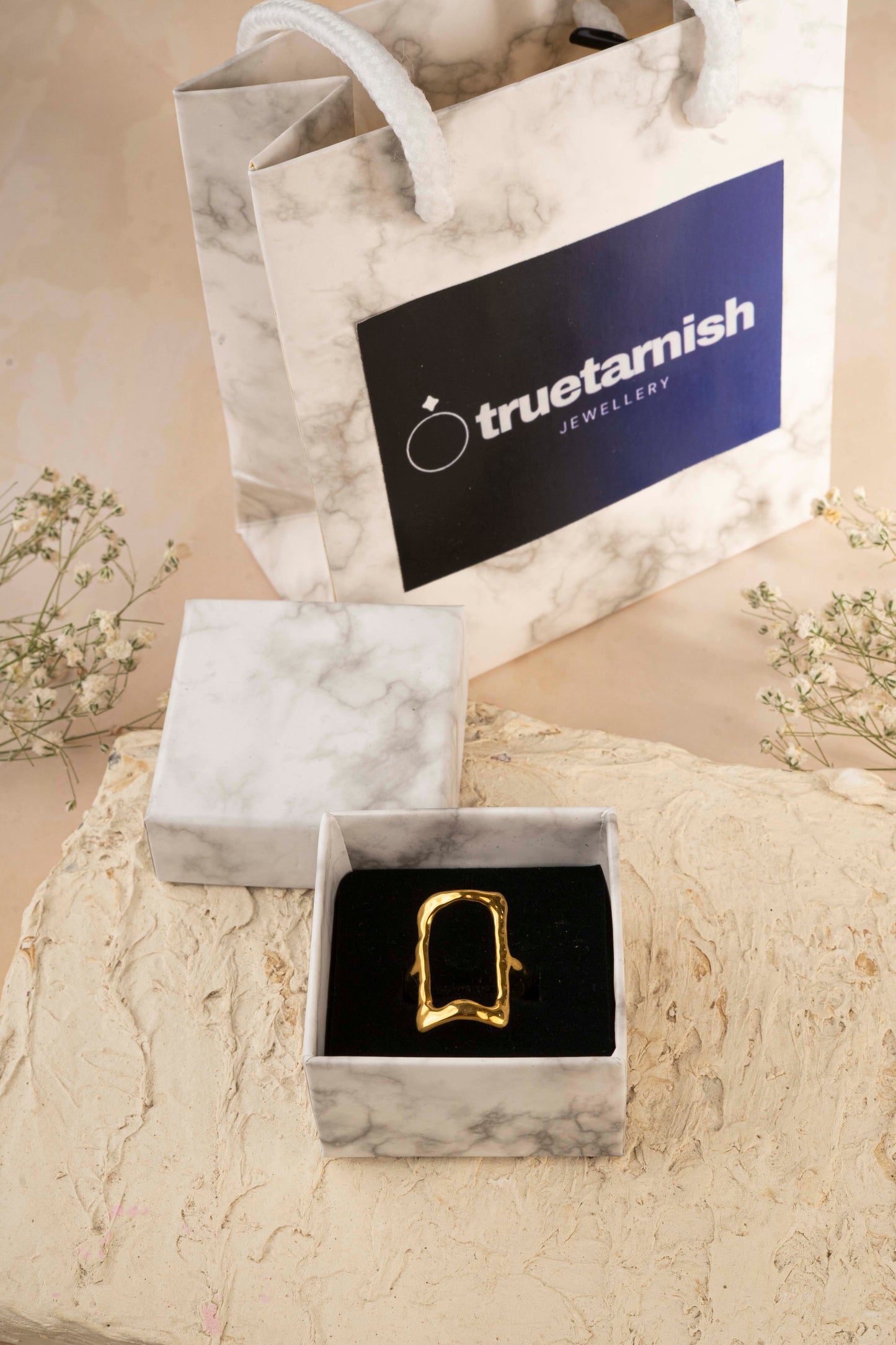 Rectangle Solid Color 304 14K Gold Plated Open Rings