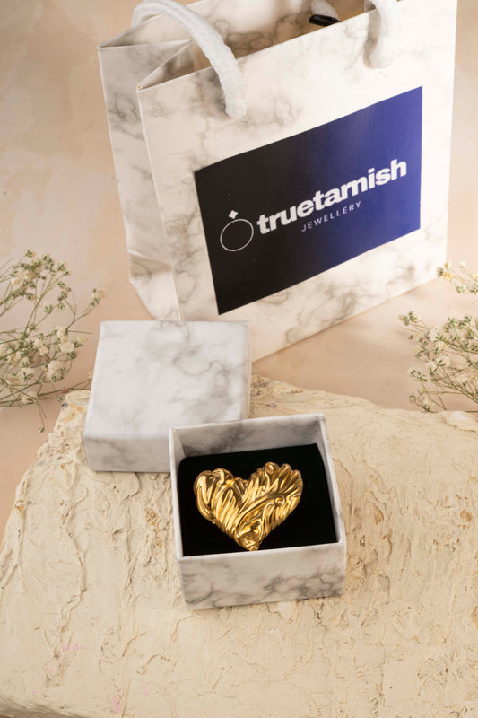 Retro Heart Shape 304 18K Gold Plated Plating Open Rings