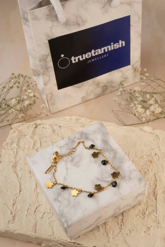 Black Flat Pearl & Sweet Flower Bracelets