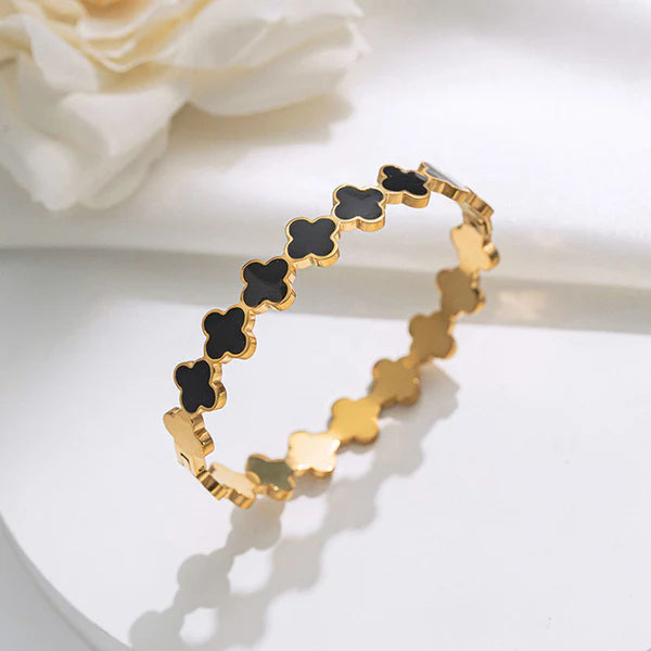Full Black Leaf Gold Bracelet | Bangle | Kada