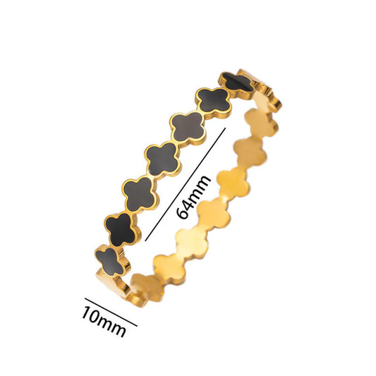 Full Black Leaf Gold Bracelet | Bangle | Kada