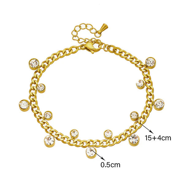 Gold Plated Bracelet with diamonds Stainless steel writst band