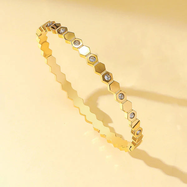 Royal Thin Diamond 18K Gold Plated Bangle