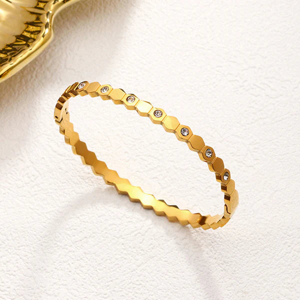 Royal Thin Diamond 18K Gold Plated Bangle