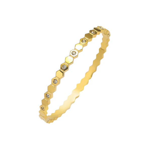 Royal Thin Diamond 18K Gold Plated Bangle