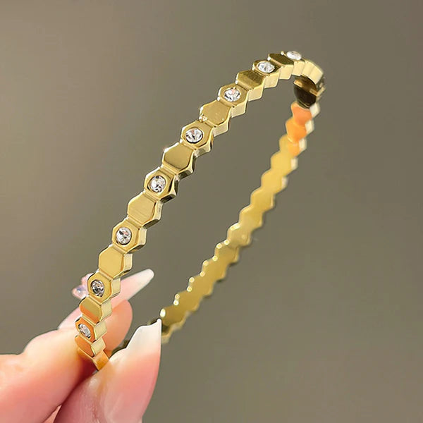 Royal Thin Diamond 18K Gold Plated Bangle