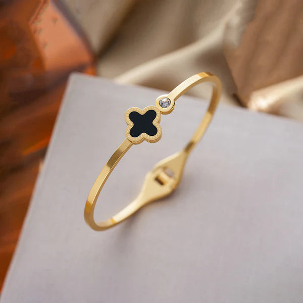 Black single leaf Golden plated Bracelet | Bangle | Kada