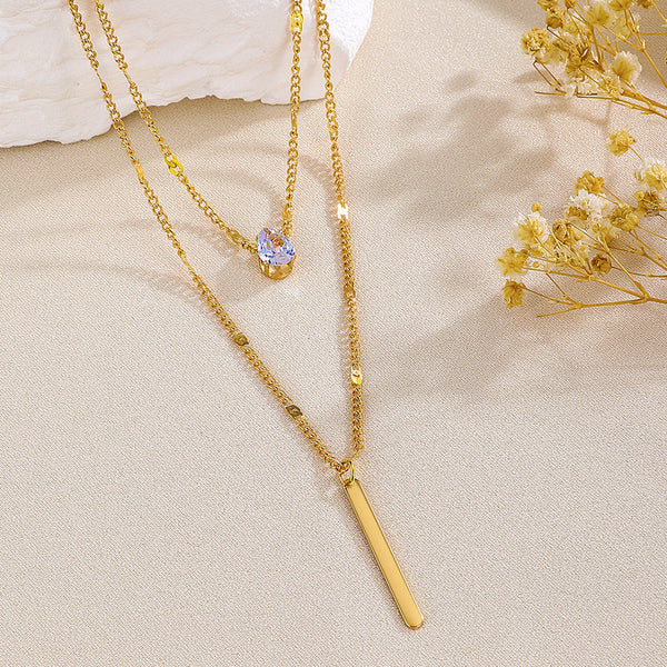 Truetarnish Rhinestones Necklace 304 Stainless Steel 18K Gold Plated
