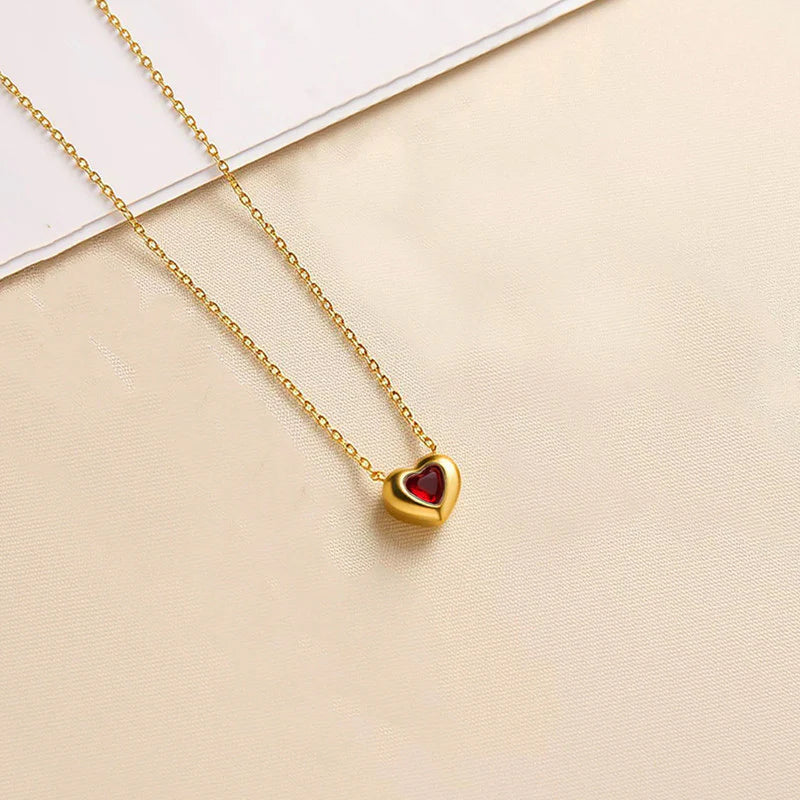 Truetarnish Heart Dove Red Necklace