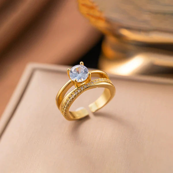 Minimalist Office Open Rings Design - Single diamond