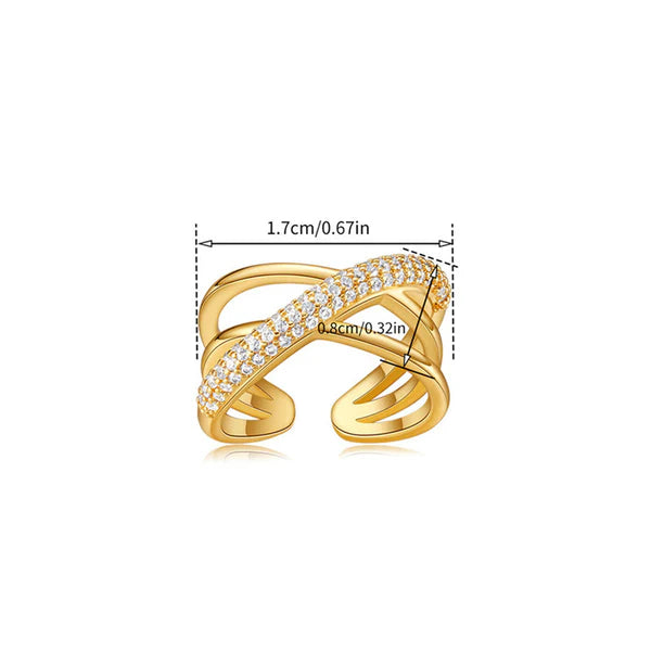 Tangled Diamond Gold plated New finger ring - Adjustable