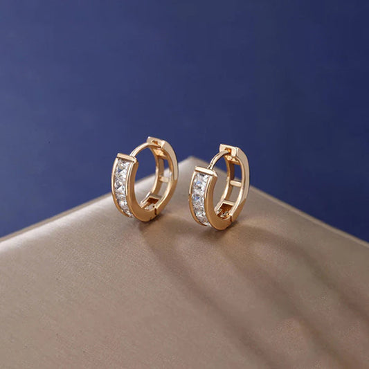 Minimalist Waterproof Anti-Tarnish Crystal Huggie Hoop Office Earrings