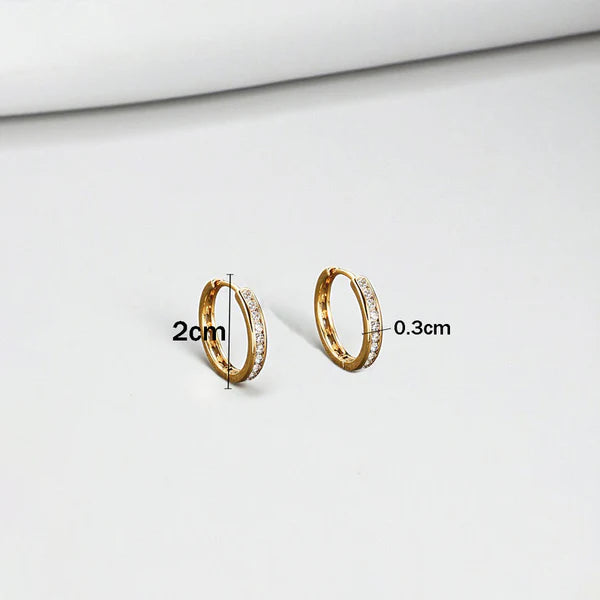 Minimalist Waterproof Anti-Tarnish Crystal Huggie Hoop Office Earrings