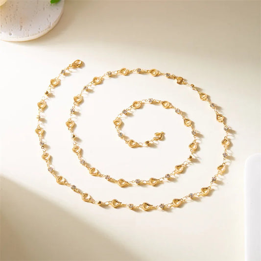 Elegant Queen Round Alloy Glass Beaded Chain Long Necklaces