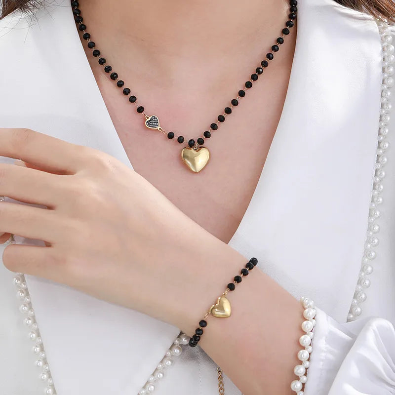 Indian Black & Gold Necklace and Bracelet Set
