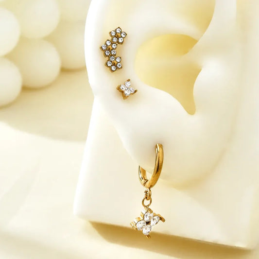 Truetarnish Floral Ear Stud 3 piece Set