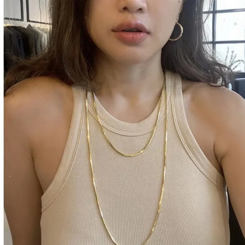 Truetarnish Gold Long Chest Necklace Adjustable - Stainless 304 Gold plating