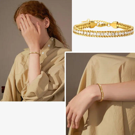 Red 304 18K Gold Plated Zircon Bracelets