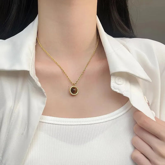 Royal Elegance Tiger Eye Pendant Necklace