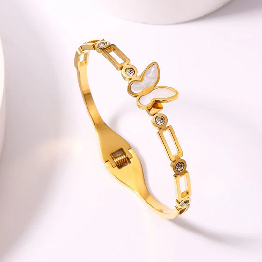 White Butterfly Gold Bracelet | Bangle New
