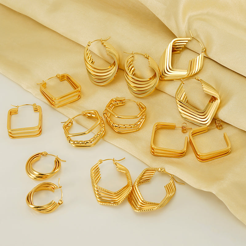 Simple Style Classic Style 18k Gold Plated Earrings - Layer