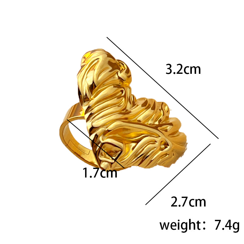 Retro Heart Shape 304 18K Gold Plated Plating Open Rings