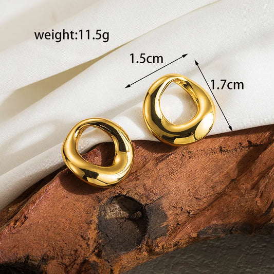 New Pair Streetwear Soldi Stainless Steel 18K Gold Plated Earrings