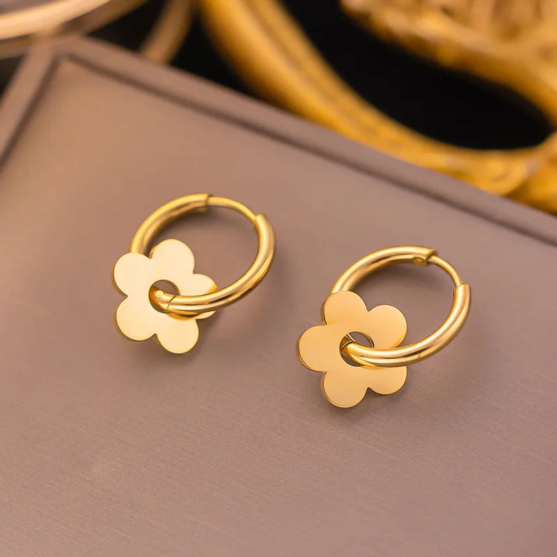 Truetarnish Sweet Flower Shape stainless Steel Drop Earrings
