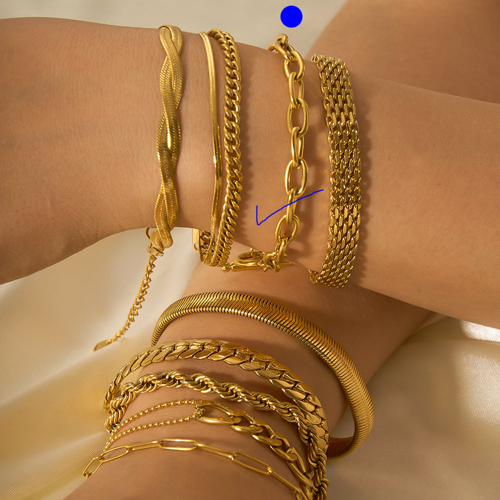 New Modern Style Geometric 201 Stainless Steel 18K Gold Plated Bracelets