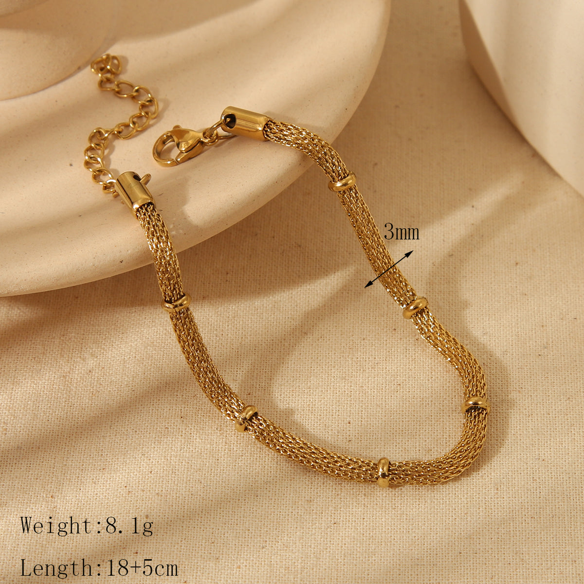 Retro Style Commute Round Dots 304 18K Gold Plated snake chain Bracelets In Bracelets