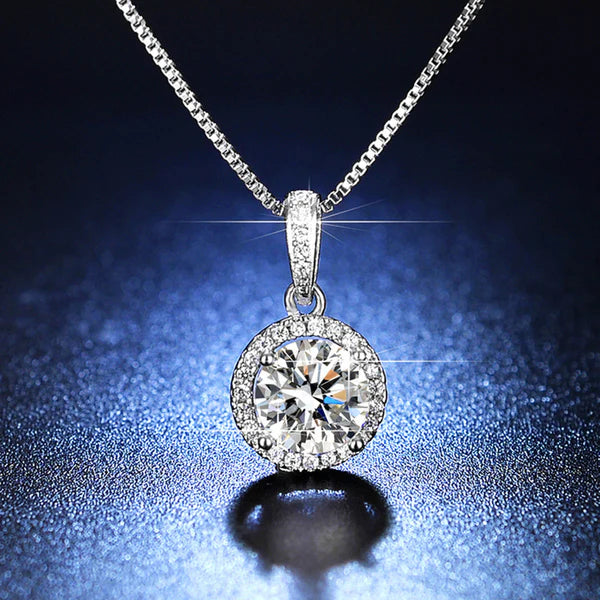 Silver Plated Crystal Studded Circular Shape Solitaire Pendant with studs