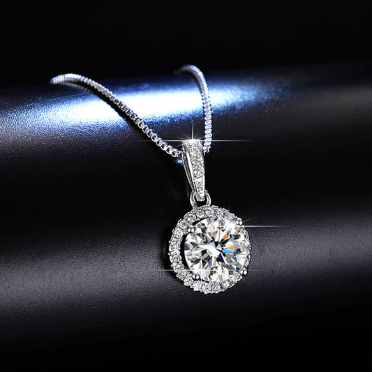 Silver Plated Crystal Studded Circular Shape Solitaire Pendant with studs