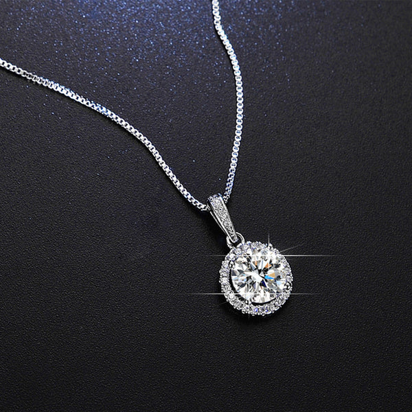 Silver Plated Crystal Studded Circular Shape Solitaire Pendant with studs